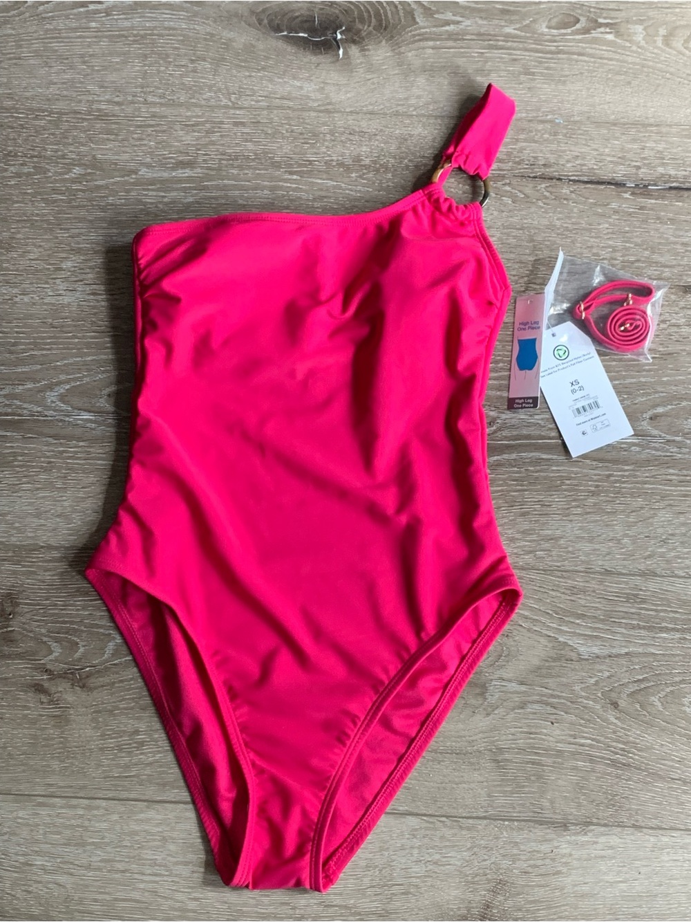 New Time And Tru Hot Pink One Shoulder One Piece Swimsuit size XS